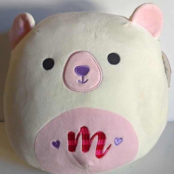 Squishmallows Other - NWT 12" Brooke Polar Bear Squishmallows Monogram 'M' Plush Valentine's Day Gift